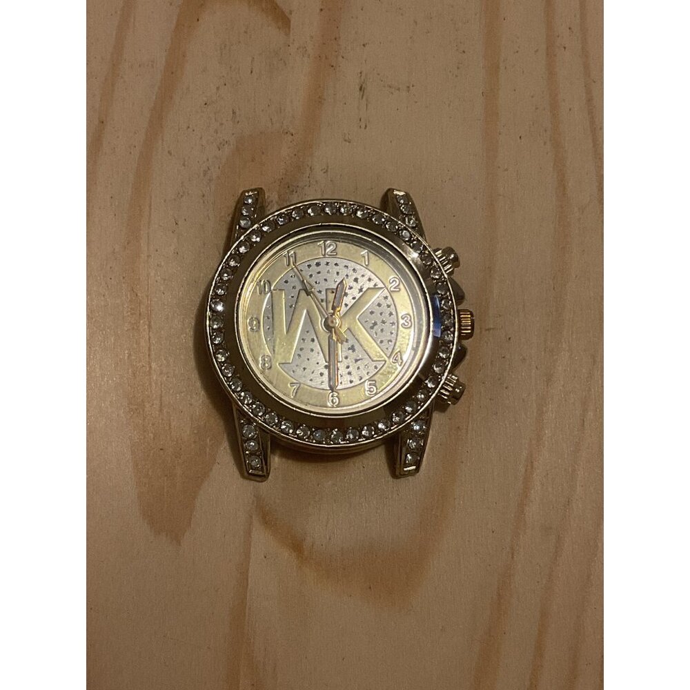Michael Kors Gold-Tone Watch Face With Rhinestone Accents & Gold and White Dial